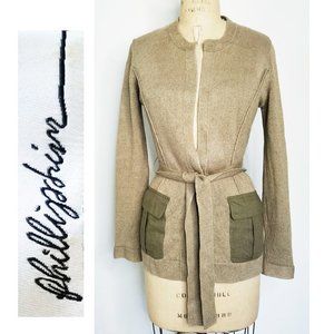 3.1 Phillip Lim Womens Knit Cardigan with Linen Cargo Pockets M